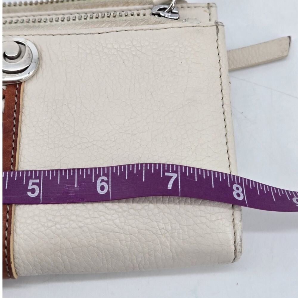 Y2K Brighton Callie Gypsy Lace Laser Cut Out Organizer Crossbody Cream Leather - Picture 8 of 12